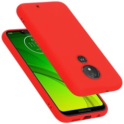 Cadorabo TPU Liquid Silicone Case Cover (Motorola Moto G7 Plus), Smartphone Hülle, Rot