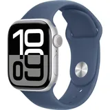 Apple Watch Series 10 GPS 42 mm Aluminiumgehäuse silber Sportarmband denim S/M