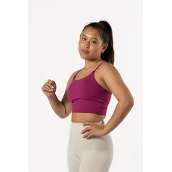 Crop-Top Sport-BH Fitness Varsity - Damen - Rotviolett L