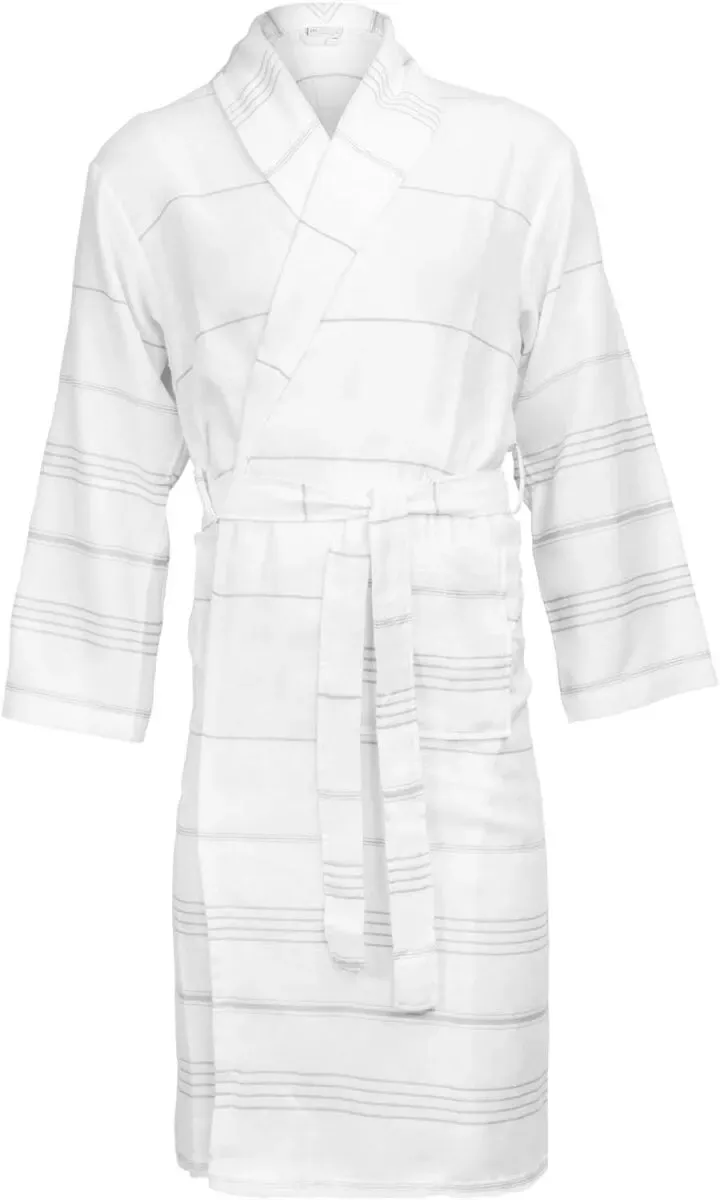 The One Towelling Unisex Hamam Bademantel Hamam Bathrobe white/grey 2XL/3XL