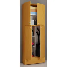 VCM Holz Besenschrank Staubsauger Putzschrank Lona S 70 x 39 x 200 cm Braun/Weiß