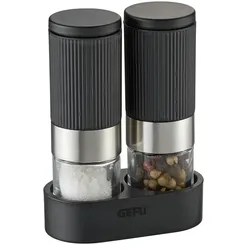 Salz- und Pfeffermühle  TUSOME , schwarz , Glas , Kunststoff, Edelstahl , Maße (cm): B: 3,6 H: 9,2