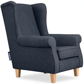 Konsimo Ohrensessel Miles Webstoff 82 x 105 x 97 cm Blau