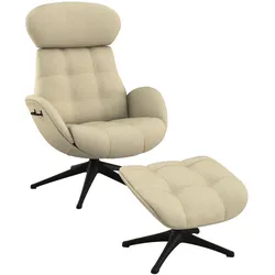 Relaxsessel FLEXLUX "Chester, Funktionssessel, Hoher Komfort, Scandi, Drehbar", beige (sandy beige), B:90cm H:107cm T:89cm, 100% Polyester, Sessel, Premium Komfort, Rücken- und Kopfteilverstellung, Drehbar, Fuß Schwarz