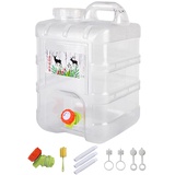 RUYI 15L Wasserkanister mit Hahn, Camping Wasserkanister BPA-frei Trinkwasserkanister, Tragbarer Wassertank mit Griff für Outdoor Reise Wohnwagen Picknick Wandern Haushalt