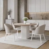 design möbel Beistelltisch CUBO Ø100 cm Metalltisch Wohnzimmertisch WEIß/HIKORA
