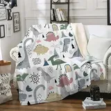 Linfye 3D Flanell Decke 150x200, Dschungel-Dinosaurier Fleecedecke Felldecke für Jungen und Mädchen als Wohndecke Sofadecke Couchdecke Sofaüberwurf Blanket Wohnzimmerdecke Tagesdecke