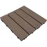 Haloyo - 11pcs Terrassenfliesen Wpc Terrassendielen Fliese Klickfliesen Bodenbelag Holzoptik Braun