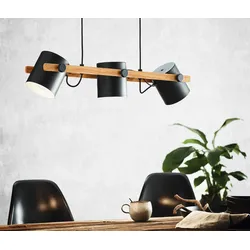 Eglo 3er-Pendelleuchte »Hornwood« - 78x21x110cm - schwarz - Holz / Stahl / Stahl