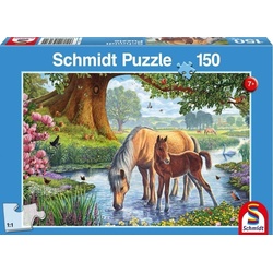 Schmidt Spiele Puzzle Pferde am Bach (Kinderpuzzle), 199 Puzzleteile