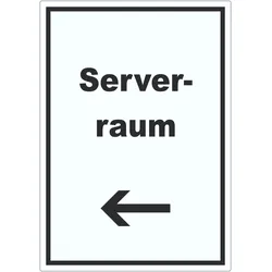 HB-Druck Serverraum Aufkleber mit Text und Richtungspfeil links Computer IT PC hochkant A0 (841x1189mm)