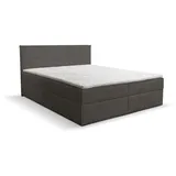 venasi CALIDO Boxspringbett 140x200 mit 2 Bettkästen und TOPPER H2/H3 Matratze DUNKELGRAU Aragon 97 - Dunkelgrau