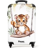 NoBoringSuitcases.com Kinderkoffer, Kinderkoffer Jungen, Koffer Kinder, Reisekoffer, Reisetasche Kinder, Kinder Trolley Jungen, Kinder Koffer mit Rollen, Handgepäck 55x40x20 cm (Tigerbaby - Orange)