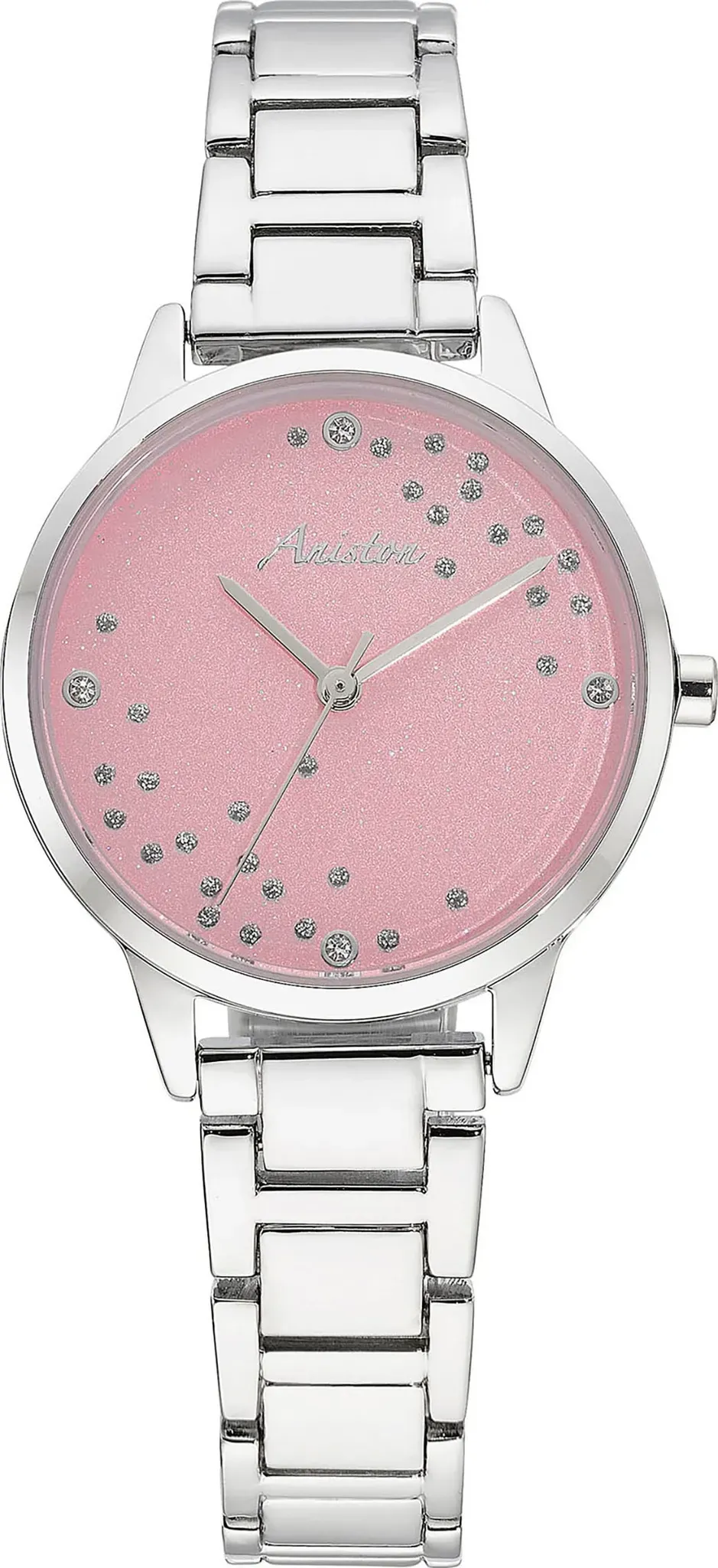 Quarzuhr, silber (silberfarben, rosa), ANISTON JEWELRY & WATCHES, Armbanduhren, Damen, Quarzuhr, Armbanduhr, Damenuhr, analog, Glassteine, neue Kollektion