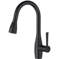 CREA Wasserhahn Küche mit 3 Funktionen Brause, Küchenarmatur mit Ausziehbarer Brause, 360° Drehbar Mischbatterie Küche, Spültischarmatur Küche aus Edelstahl, Matt Schwarz