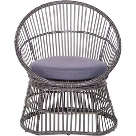 Beliani Balkonset Taupe Rattan 3-teilig 2 Sessel mit Couchtisch Auflagen Dunkelgrau Boho Outdoor Indoor Garten Terrasse Balkon Wohnzimmer Schlafzimmer