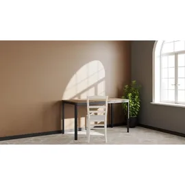 furni24 Schreibtisch Nova 80x80x75 cm, Nussbaum, Einfache Montage, Arbeitstisch, Bürotisch, Küchentisch, Esstisch, Druckertisch Büro-Möbel Computertisch Gaming-Tisch Mehrzwecktisch