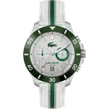 Lacoste Multifunktionsuhr TORONGA, Quarzuhr, Armbanduhr, Herren, Datum, Dualzeit, Textilarmband weiß