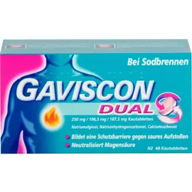 Reckitt Benckiser Deutschland GmbH GAVISCON Dual 250mg/106,5mg/187,5mg Kautabletten 48 St