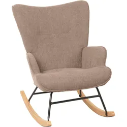 Mendler Schaukelstuhl HWC-N14, Schwingstuhl Relaxsessel Fernsehsessel, Massiv-Holz Metall Stoff/Textil 320g/m2 ~ braun