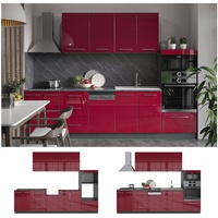Vicco Küchenzeile Einbauküche Küche Fame-Line Anthrazit Rot Hochglanz 295