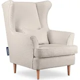 konsimo® Ohrensessel STRALIS Polyester 82 x 108 x 80 cm Beige mit Kissen
