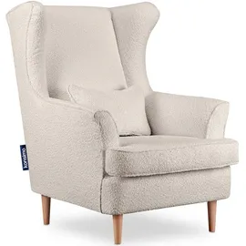 konsimo® Ohrensessel STRALIS Polyester 82 x 108 x 80 cm Beige mit Kissen
