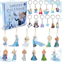 Adventskalender 2024, 12 DIY Diamond Painting Schlüsselanhänger und 12 PVC Schlüsselanhänger Mädchen 24 Stück Frozen Weihnachten Anhänger Weihnachtskalender Geschenk für Jungen Mädchen