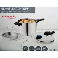 Ernesto Schnellkochtopf Kochtopf Topf 22cm 6Liter alle Herdarten inkl.