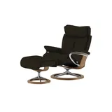 Stressless Relaxsessel Leder 91 x 112 x 84 cm Braun mit Hocker