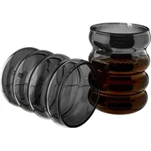 Mulex 2er Set Wave-Style Trinkgläser-Set in Schwarz Kaffeegläser Getränkebecher - 300 ml