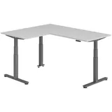 bümö Eckschreibtisch grau, graphit Holzwerkstoff, Nachbildung, Rechteckig, 180x74x160 cm FSC Mix, Arbeitszimmer, Schreibtische, Eckschreibtische