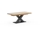 Esstisch MÄUSBACHER "Komfort Tisch TOPSELLER", grau (graphit, asteichefarben, graphit, asteiche), B:180cm H:76cm T:90cm, Tische, Mäusbacher Esstisch mit X Gestell und Bodenplatte. Breite 180-280