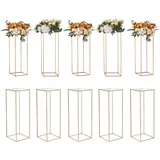 Vevor 10er-Set Blumenhocker Eckig 28x28x80cm Blumenständer Eisen Beistelltisch Modern Blumensäule Gold-Galvanisierung Pflanzenhocker Pflanzenständer Metallständer für Dekoration von Bars Hotels Cafés