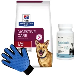 HILL'S PD Prescription Diet Canine i/d 12kg + LAB-V Synbiotic Vet 45 Kapseln + Kämm Handschuh GRATIS