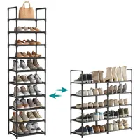 Songmics Schuhregal 28 x 45 x 173 cm schwarz / schwarz