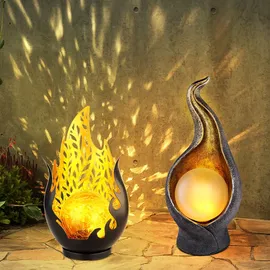 GLOBO Solarleuchte Solarlampe Außenleuchte Gartenleuchte Eingangsbereich Terrasse, IP44 Flammenoptik, warmweiß,