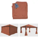 4er-Set Seitenwand für Pergola Cadiz, Ersatzseitenwand Pavillon 4x4m, Polyester - Terracotta-braun