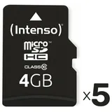 Intenso MicroSDHC Card 3413450, 4 GB 5er Pack