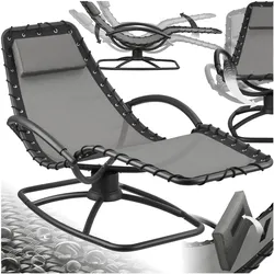 tectake® Gartenliege, ergonomisch, mit Komfort-Schwingbewegung, atmungsaktives, wasserabweisendes Textilene-Gewebe, abnehmbares Kopfpolster
