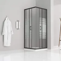 i-flair Duschkabine 70x90x190 cm aus teilsatiniertem Sicherheitsglas und schwarzen Alubeschlägen DK79