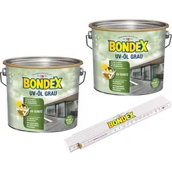 BONDEX Gartenholz Öle, Wasser-stop Abperleffekt, Wetterschutz, UV-Schutz, 5 l, UV-Öl Grau