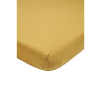 Meyco Home Basic Jersey Uni Spannbettlaken Doppelbett (Bettlaken mit weicher Jersey-Qualität, aus 100% Baumwolle, perfekte Passform durch Rundum-Gummizug, Maße: 180 x 210/220 cm), Honig Gold