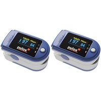 Pulsoximeter PULOX PO-200 Solo in Blau Fingerpulsoximeter für die Messung des Pulses und der Sauerstoffsättigung am Finger (Packung mit 2)