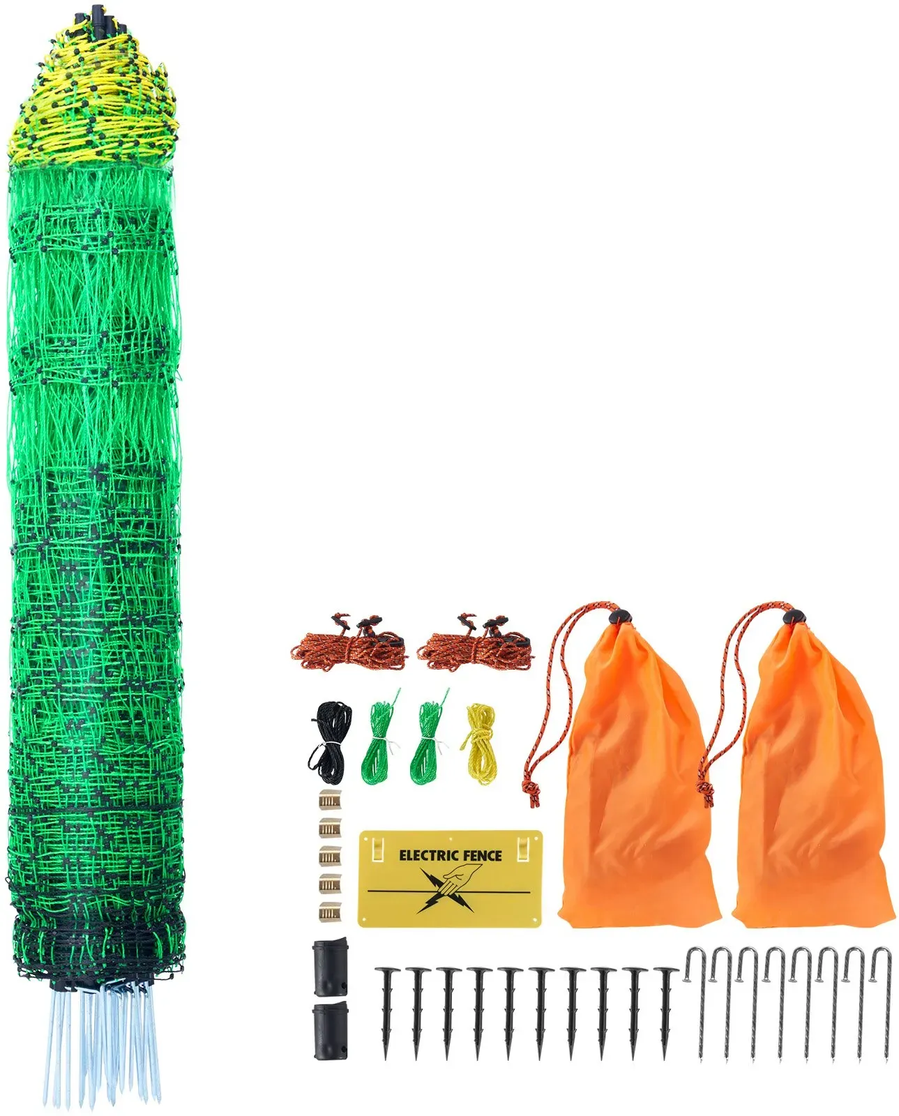VEVOR Elektrozaunnetz, 1,21 x 51,2 m, PE-Netzzaun-Set mit Pfosten und Doppelspitzen, praktisches tragbares Netz für Hühner, Enten, Gänse, Kaninchen, für den Einsatz in Hinterhöfen, auf Bauernhöfen