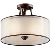 Elstead Lighting Deckenleuchte Wohnzimmer Lampe Leinen Glas Stahl Bronze 3 Flammig D 38,1 cm