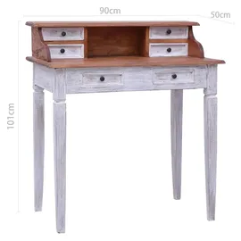 vidaXL Schreibtisch Altholz massiv / Braun
