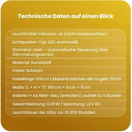 StarTrading LED Lichterkette Solar 180 cm klar warmweiß