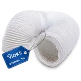 VIOKS Abluftschlauch Trockner 1 Meter Abluftschlauch 100mm Weiß PVC - Schlauch für Klimaanlage Trockner Schlauch Fenster Abluftschlauch Klimagerät - Flexschlauch für 100er Luftführungssysteme