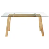 miliboo - Designer-esstisch Mit Transparenter Glasplatte Und Holz L160 Cm Bacco